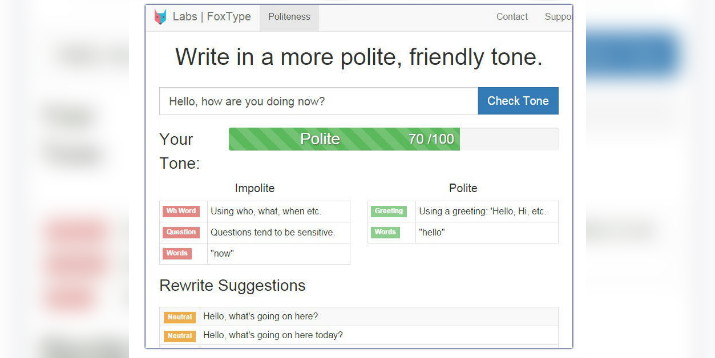 FoxType, Web Tool untuk Mengkoreksi Kesopanan Tulisan