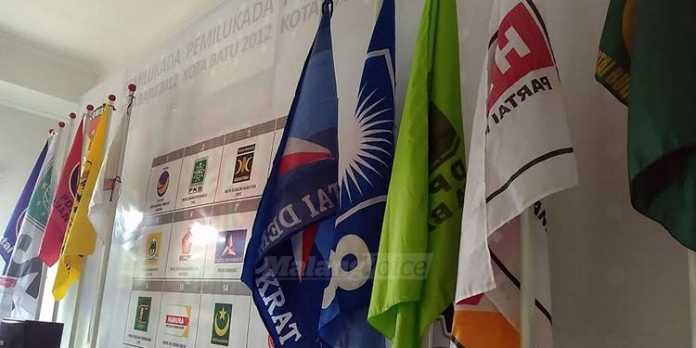 Ilustrasi bendera-bendera partai yang akan menentukan kursi Batu 1 (fathul)