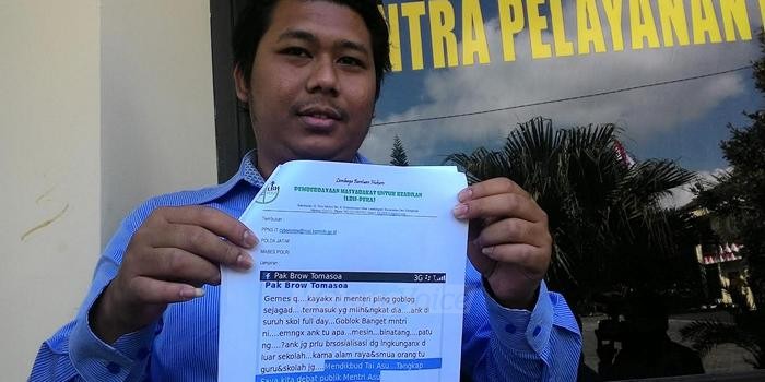 Lecehkan Mendikbud, Pemilik Akun Facebook Pak Brow Tomasoa Dilaporkan ke Polres Batu