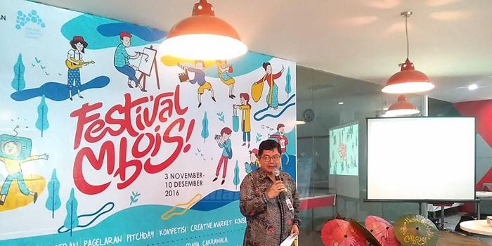 Sekda Kota Malang, Idrus Achmad, membuka Festival Mbois di Malang Digital Lounge. (Muhammad Choirul)