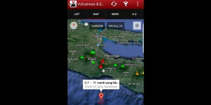 Peta gempa di Kabupaten Malang