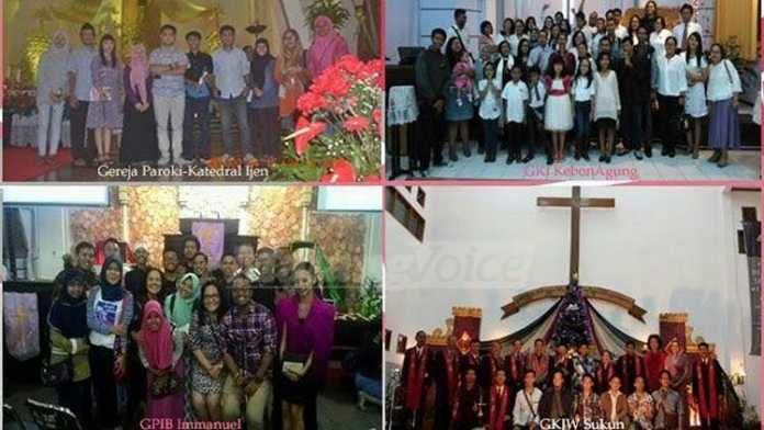 Safari damai Natal Gusdurian Malang saat berkunjung ke Gereja di Kota Malang tahun 2015.(Gusdurian for MVoice)