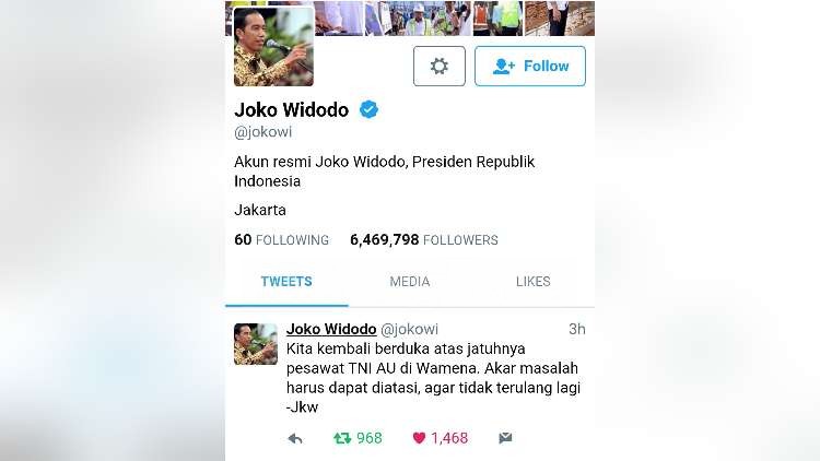 Cuitan Jokowi di Twitter