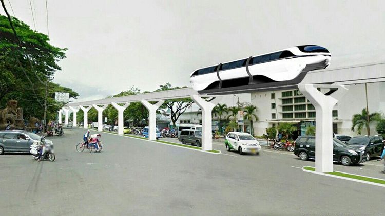 Ilustrasi monorel di depan Stasiun Kota Baru Malang. (Ist)