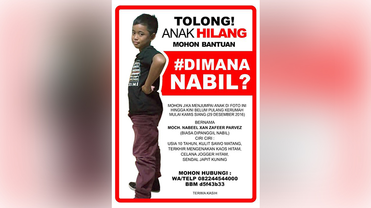 Poster pencarian Nabil