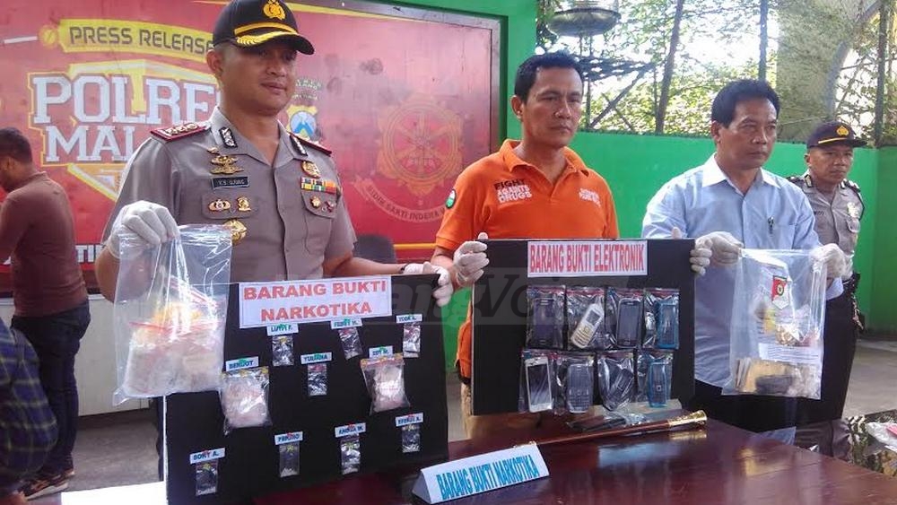Hasil Operasi Tumpas Narkoba Semeru di lingkungan Polres Malang (Tika)