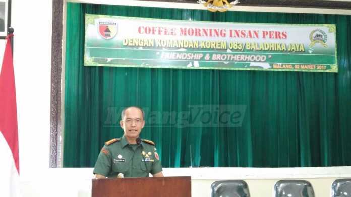Kolonel Arm Budi Eko Mulyono saat Coffee Morning. (deny)