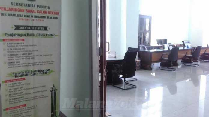 Ruangan sekretariat Panjar Rektor UIN Maliki yang kosong (Tika)