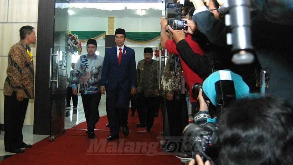 Presiden RI, Jokowi saat menghadiri pengukuhan guru besar di UIN Malang. (deny)