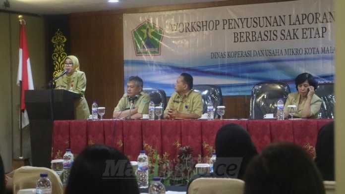 Dinas Koperasi dan Usaha Mikro Kota Malang menggelar workshop keuangan berbasis SAK ETAP. (Muhammad Choirul)