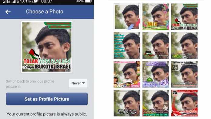 Contoh frame tampilan profil pada media sosial Facebook.