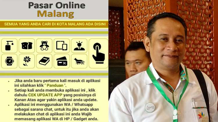 Tampilan aplikasi Pasar Online Malang dan Roy Maulana, pencipta aplikasi. (Anja a)
