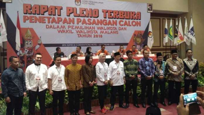 Paslon Wali Kota dan Wakil Wali Kota Malang mendapatkan pengawal pribadi dari Malang Kota. (Muhammad Choirul) 