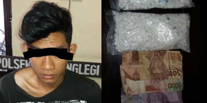 Tersangka dan Barang Bukti Pil Koplo Yang Diamankan. (Istimewa)