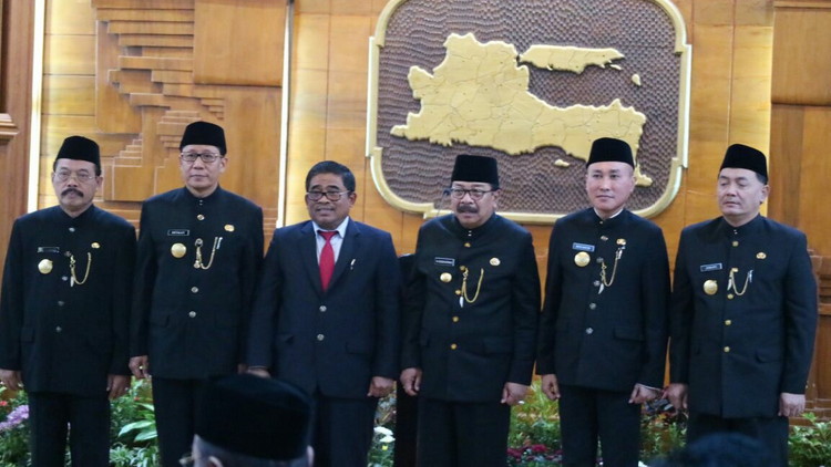 Pelantikan Pjs empat kepala daerah di Jawa Timur. (Istimewa)