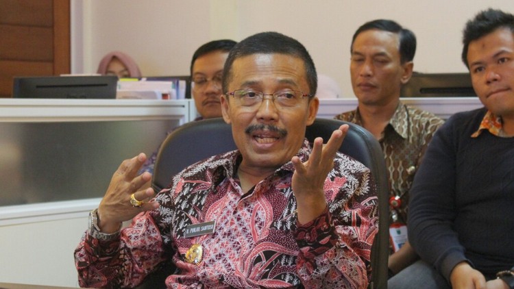 Sekretaris DPC PDI P Kota Batu Punjul Santoso. (Aziz/MVoice)