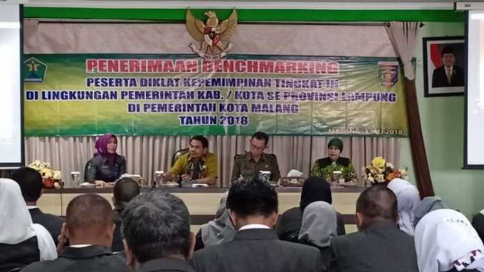 Benchmarking Diklatpim Tingkat III Tahun 2018 dari Pemprov Lampung berkunjung di Kota Malang. (Istimewa)