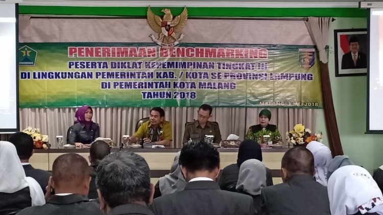 Benchmarking Diklatpim Tingkat III Tahun 2018 dari Pemprov Lampung berkunjung di Kota Malang. (Istimewa)