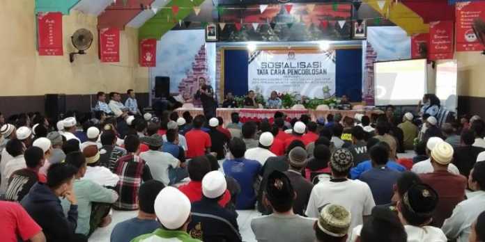 Sosialisasi KPU Kota Malang di Lapas Lowokwaru. (deny rahmawan)
