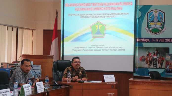 Pemaparan Lurah Blimbing dalam rangka penilaian Lomba Kelurahan Tingkat Provinsi Jawa Timur. (Istimewa)