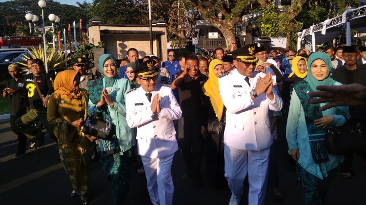 Usai Dilantik, Sutiaji dan Sofyan Edi Disambut di Balai Kota Malang