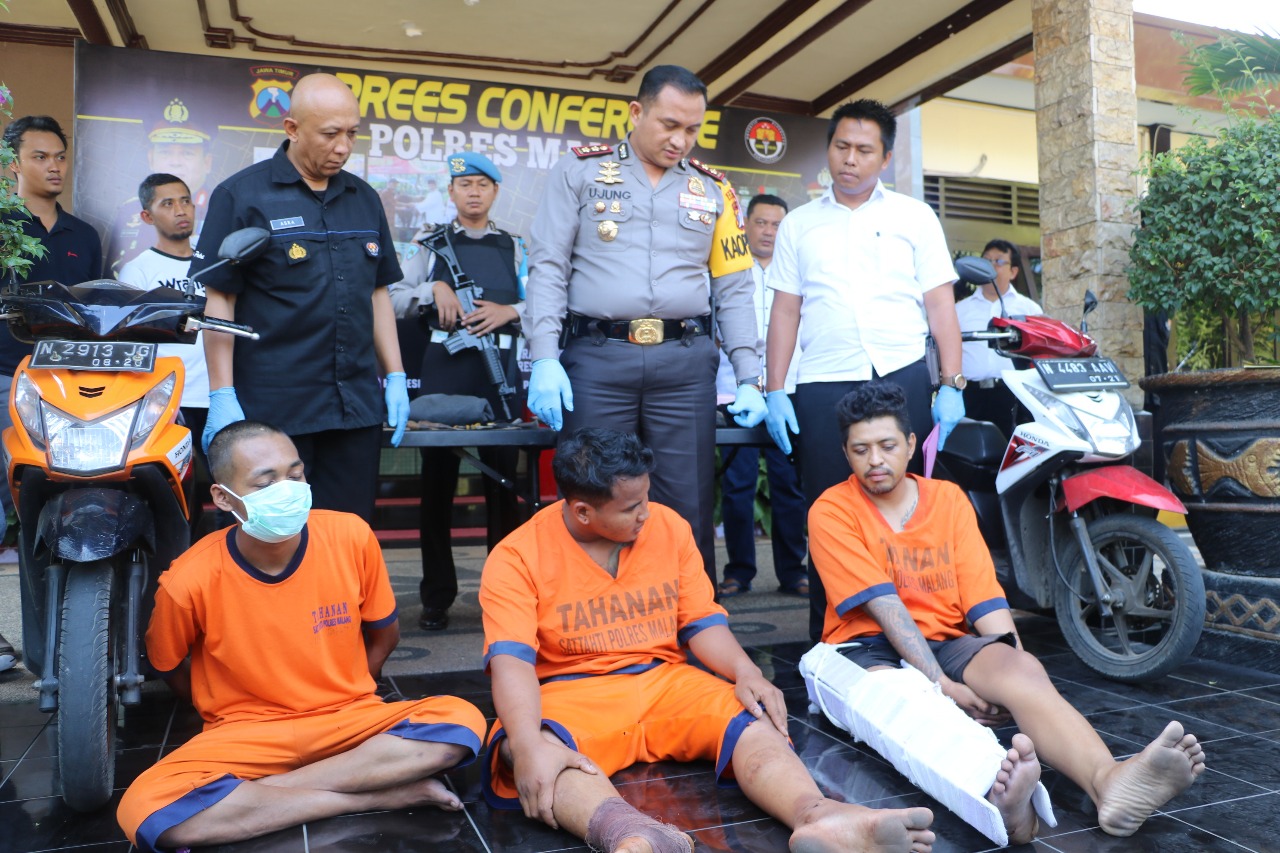Tiga Kawanan Rampok Dibedil Reskrim Polres Malang