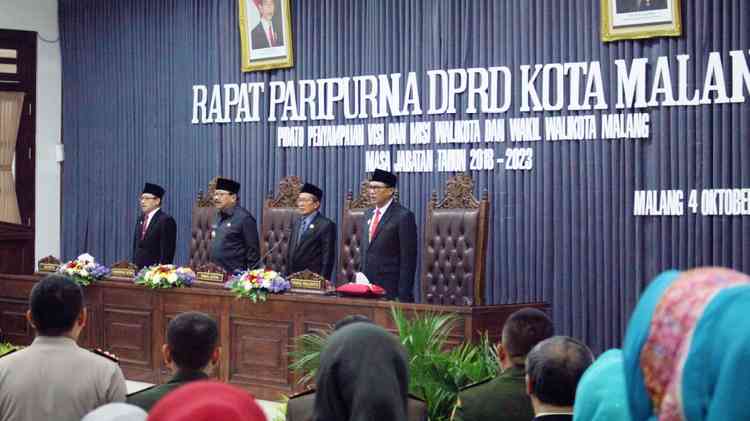 Wali Kota Malang saat menyampaikan visi -misinya di gedung DPRD Kota Malang, Kamis (4/10). (Aziz Ramadani/MVoice)
