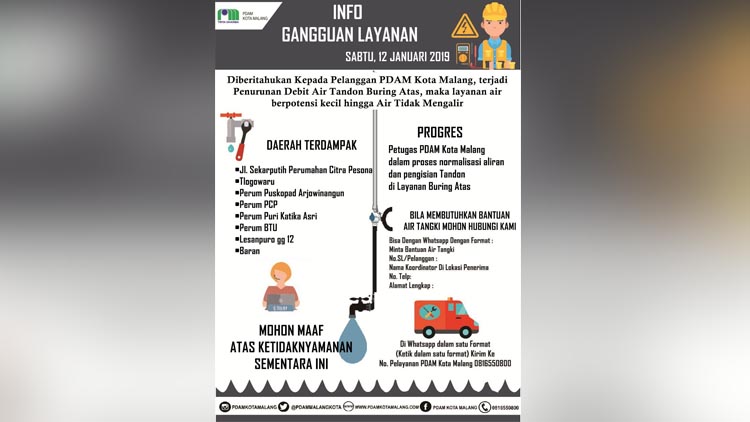 Gangguan Air Berhari-Hari, Ini Penjelasan PDAM Kota Malang