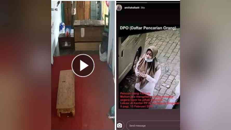 Maling Perempuan Tertangkap Kamera Curi Uang di Ponpes Al Ishlahiyah