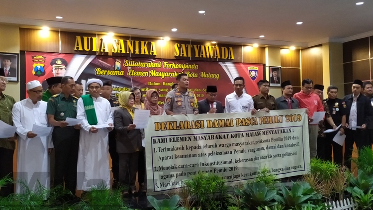 Seluruh Komponen Masyarakat di Kota Malang Sepakat Deklarasi Damai Pasca Pemilu 2019