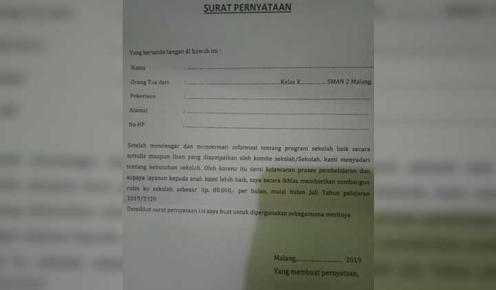Diminta Uang Rehab Pintu Gerbang, Wali Murid Mengadu ke MCW