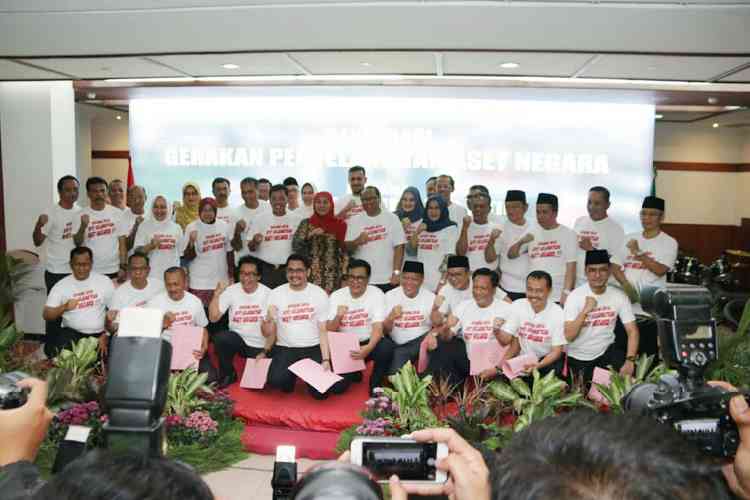Wakil Wali Kota Malang Sofyan Edi Jarwoko menghadiri Deklarasi Penyelamatan Aset Negara di Kantor Kejaksaan Tinggi Jawa Timur Surabaya, Kamis (18/7). (Humas Pemkot Malang)