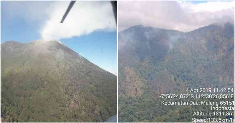 Potret udara kondisi kebakaran hutan di Lereng Panderman - Kawi beberapa hari lalu (Dok. BPBD Kota Batu for MVoice)