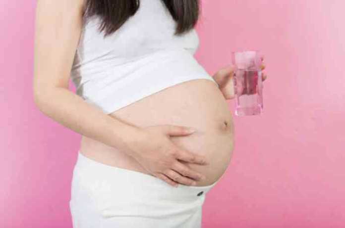 Ibu hamil saat minum air putih (ist)