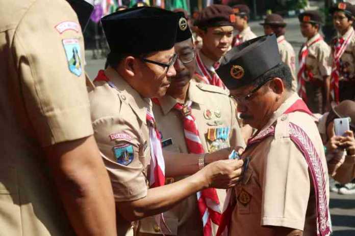 Wali Kota Malang Sutiaji memimpin apel peringatan ke-58 Hari Pramuka Indonesia di Balai Kota Malang, Rabu (14/8). (Humas Pemkot Malang)