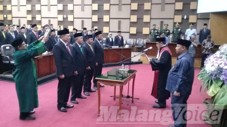 Pelaksanaan pelantikan Pimpinan DPRD Kabupaten Malang Periode 2019-2024. (Toski D).