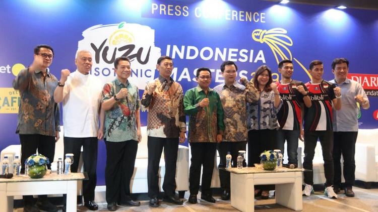 Wali Kota Malang Sutiaji bersama Ketua PB PBSI Wiranto konferensi pers Yuzu Indonesia Masters 2019. (Humas Pemkot Malang)