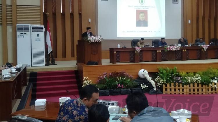 Suasana penyampaian visi dan misi calon Wakil Bupati Malang dihadapan Bupati Malang, HM Sanusi dan jajaran anggota DPRD Kabupaten Malang. (Toski D).