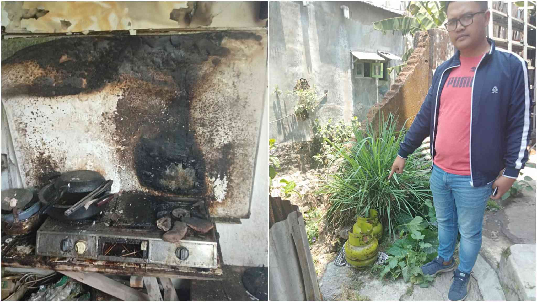 Kondisi dapur usai terbakar elpiji ngowos. (Istimewa)