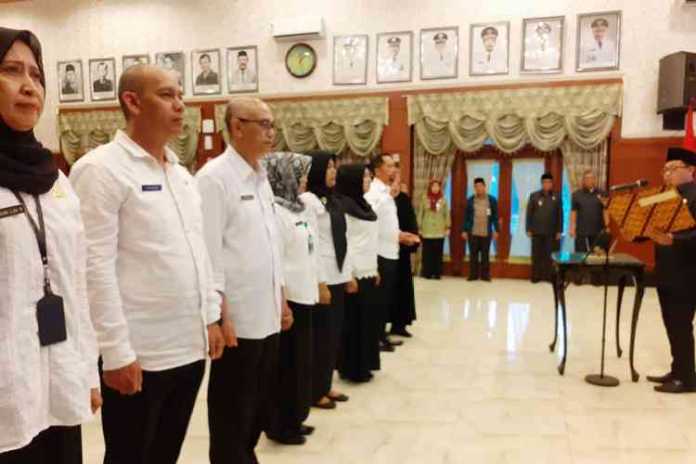 Suasana mutasi jabatan dipimpin Wali Kota Malang Sutiaji di Balai Kota Malang, Jumat (1/11). (Aziz Ramadani MVoice)