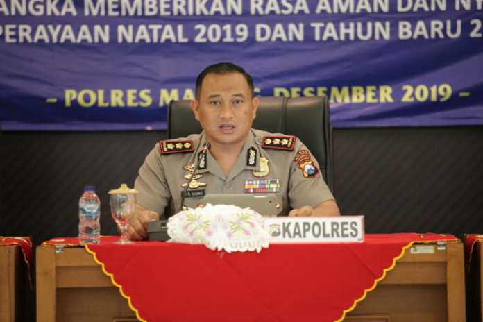 Kapolres Malang AKBP Yade Setiawan Ujung, saat pimpin Rakor Operasi Lilin Semeru 2019. (Toski D).