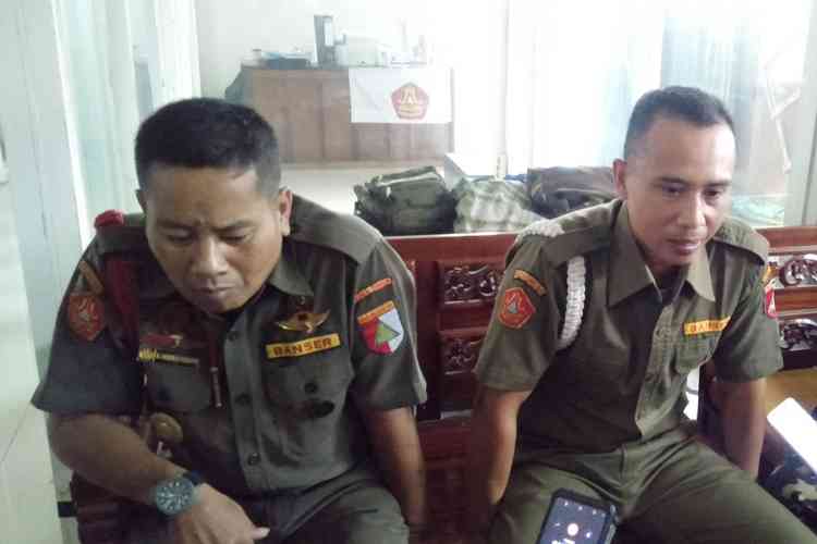 Kepala Provos Banser Kabupaten Malang, M Yusuf Winardi (kanan) saat ditemui awak media. (Toski D).