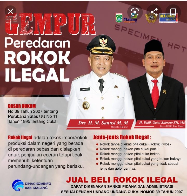Bentuk iklan DBHCHT Pemkab Malang yang dipersoalkan. (Toski D).
