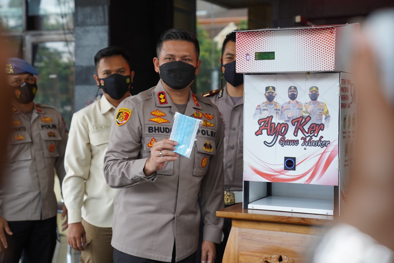 Inovasi Baru Polresta Malang Kota Ciptakan Dispenser Masker