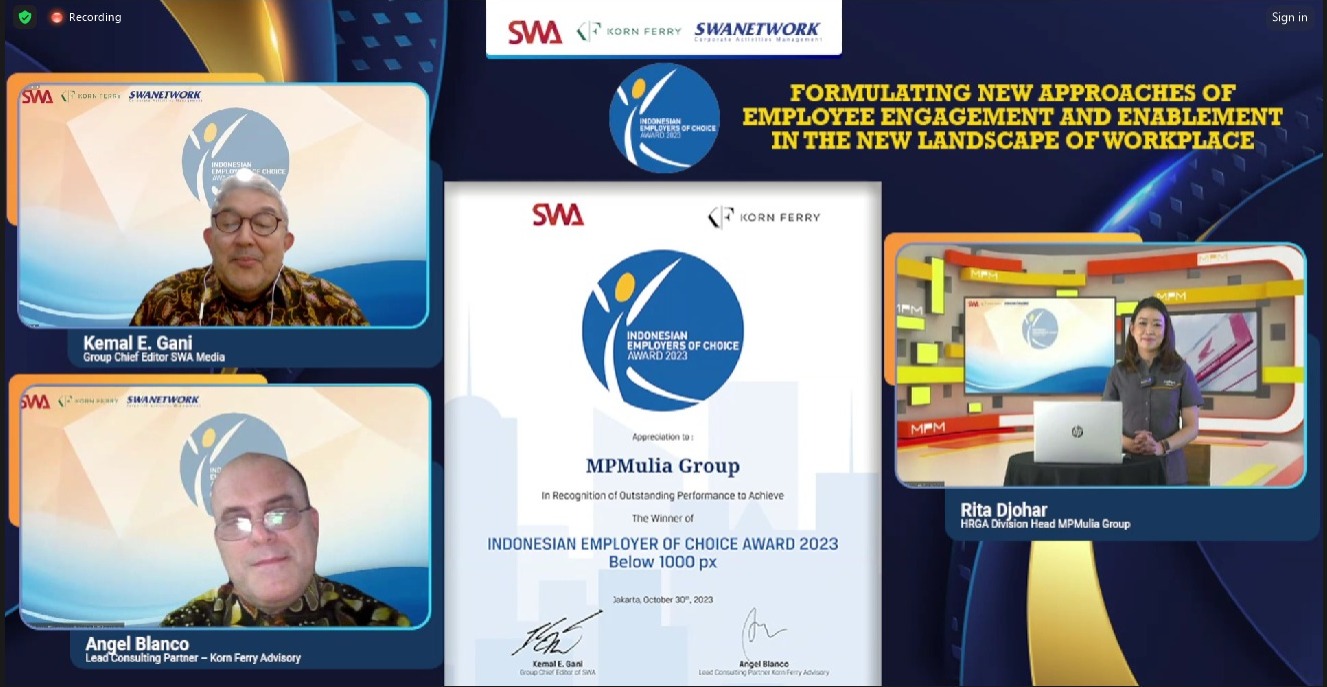 MPM Honda Jatim Terima Indonesian Employers of Choice Award 2023 yang digelar oleh SWA Magazine & Korn Ferry