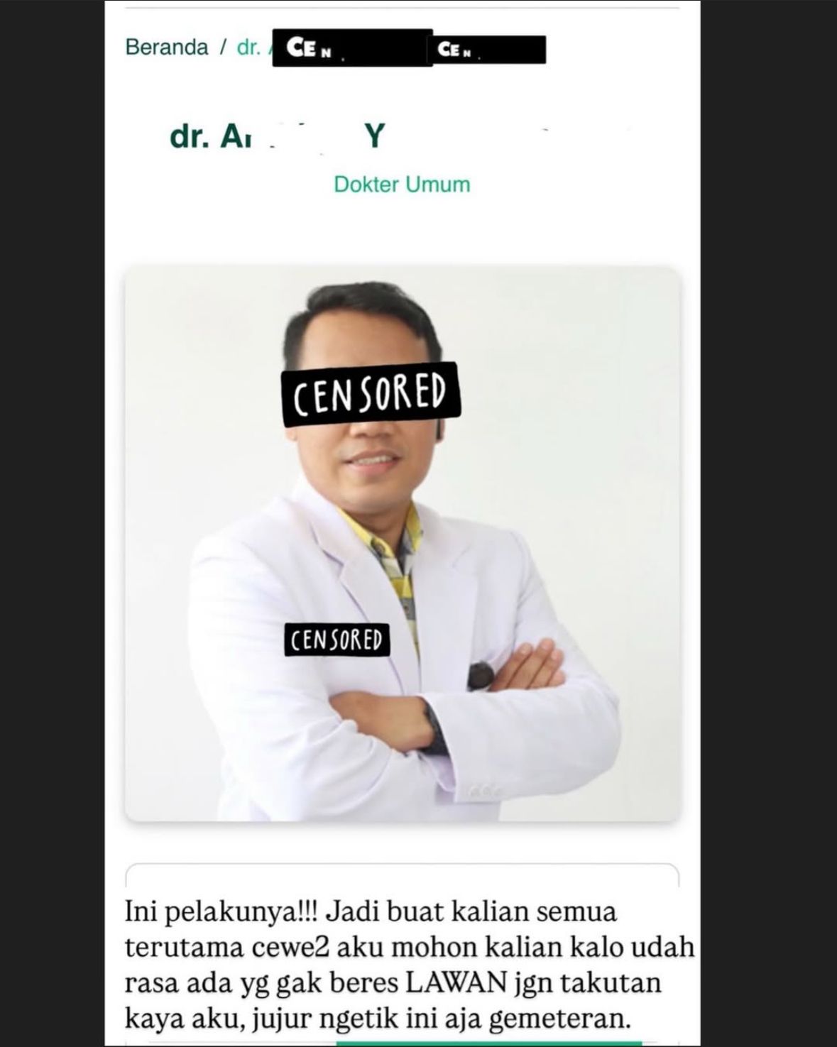 Dokter AY Penuhi Panggilan Polisi, Diperiksa 8 Jam Terkait Laporan Dugaan Pelecehan ke Pasien