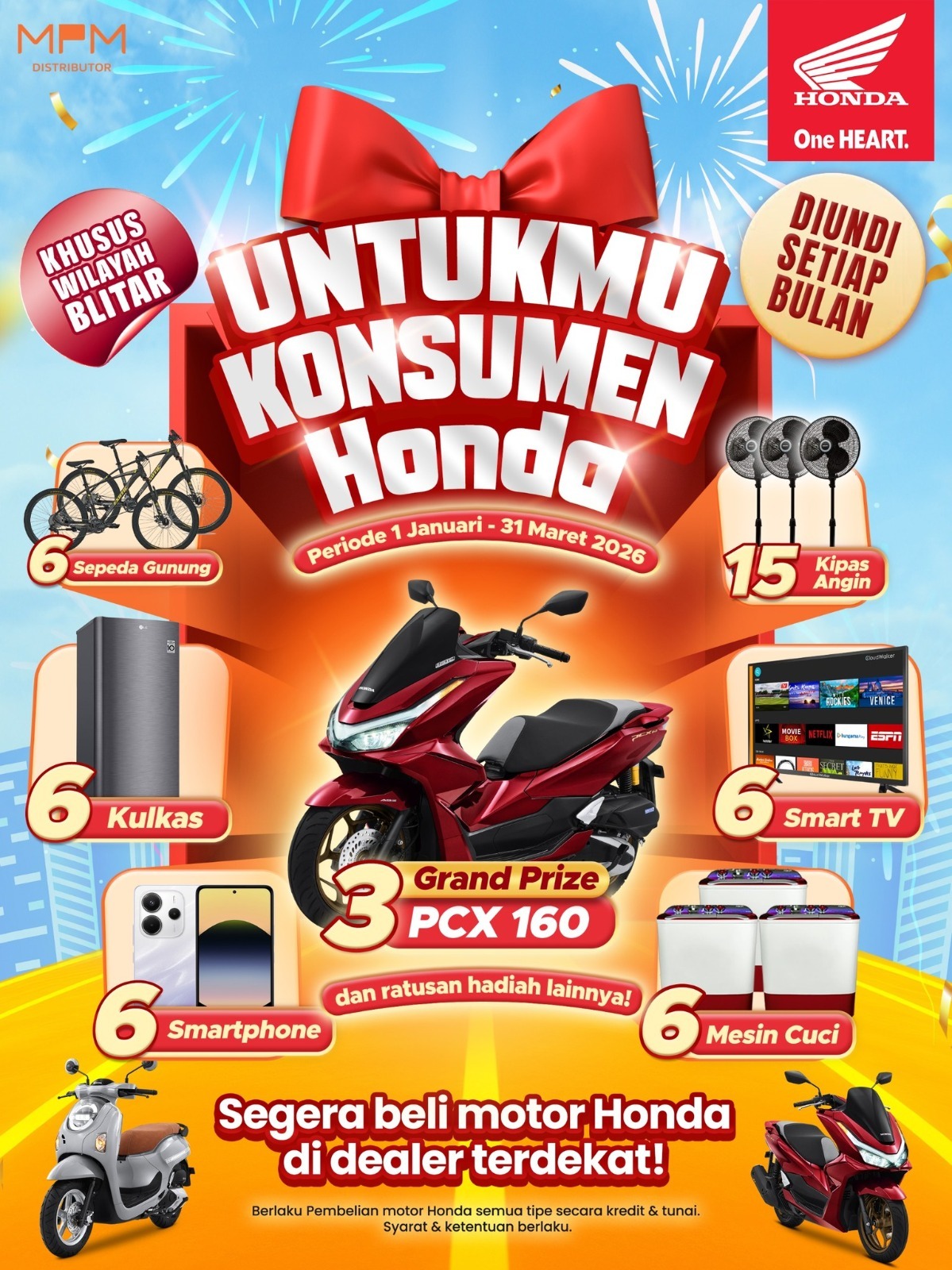 MPM Honda Jatim Kembali Gelar Program Apresiasi Konsumen di Blitar, Hadiah Utama PCX160